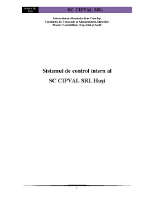 Sistemul de Control Intern al SC Cipval SRL Huso - Pagina 1
