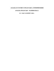 Analiza Financiar-Patrimoniala - SC G and G Logistic SRL - Pagina 1