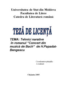 Tehnici narative în romanul Concert din muzică de Bach de H.Papadat-Bengescu - Pagina 1