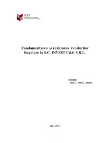 Fundamentarea și Realizarea Veniturilor Bugetare la SC Invest CG SRL - Pagina 1