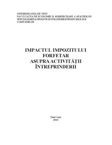 Impactul Impozitului Forfetar asupra Activității Întreprinderii - Pagina 1