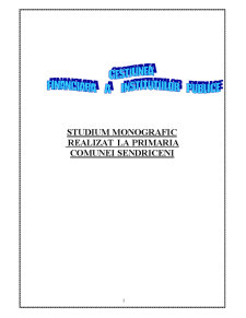 Gestiunea financiară a institutiiilor publice - studiu monografic realizat la Primăria Sendriceni - Pagina 1