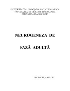 Neurogeneza de Fază Adultă - Pagina 1