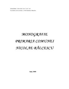 Monografie - Primăria Comunei Nicolae Bălcescu - Pagina 1