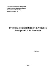 Protecția consumatorilor pe plan național și internațional - Pagina 1