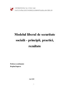 Modelul liberal de securitate socială - principii, practici, rezultate - Pagina 1