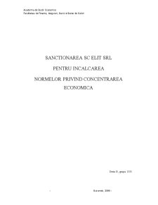 Sancționarea SC Elit SRL pentru încălcarea normelor privind concentrarea economică - Pagina 1