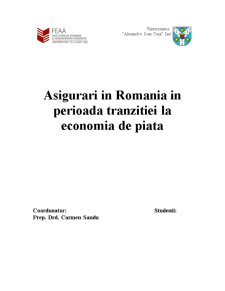 Asigurările în România în perioada tranziției la economia de piață - Pagina 1