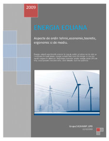 Energia eoliană - aspecte de ordin tehnic, economic, teoretic, ergonomic și de mediu - Pagina 1