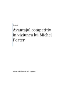 Avantajul Competitiv în Viziunea lui Michel Porter - Pagina 1
