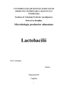 Microbiologia Produselor Alimentare - Lactobacilii - Pagina 1
