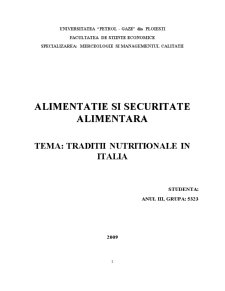 Tradiții nutriționale în Italia - Pagina 1