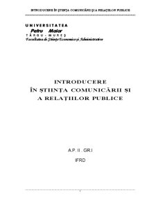Introducere în Știința Comunicării și a Relațiilor Publice - Pagina 1