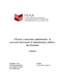 Efectele Controlului Administrativ în Procesul Decizional al Administrației Publice din România - Pagina 1