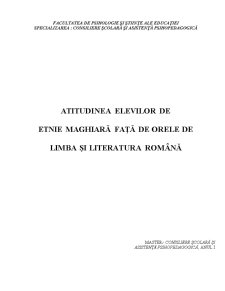Atitudinea Elevilor de Etnie Maghiară Față de Orele de Limba și Literatura Română - Pagina 1