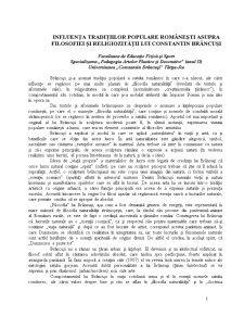 Influența Tradițiilor Populare Românești Asupra Filosofiei și Religiozității lui Constantin Brâncuși - Pagina 1