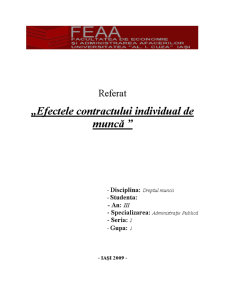 Efectele Contractului Individual de Muncă - Pagina 1