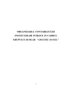Organizarea Contabilității Instituțiilor Publice în Cadrul Grupului Școlar Grigore Moisil - Pagina 1