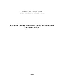Controlul gestiunii financiare a societăților comerciale - cenzori și auditori - Pagina 1