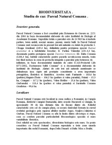 Biodiversitaea - studiu de caz - Parcul Natural Comana - Pagina 1