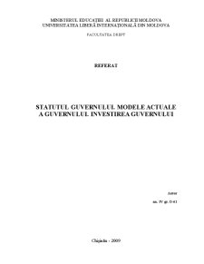 Statutul guvernului. Modele actuale ale guvernului. Învestirea guvernului - Pagina 1
