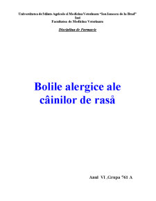 Bolile alergice ale câinilor de rasă - Pagina 1