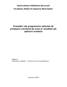 Prevederi ale programului național de protejare a stratului de ozon și rezultate ale aplicării acestuia - Pagina 1