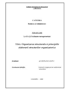 Organizarea structurală și principiile elaborării structurilor organizatorice - Pagina 1