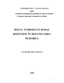 Rolul Turismului Rural Românesc în Dezvoltarea Durabilă - Pagina 1