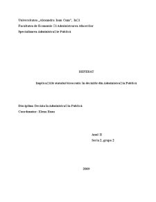 Implicațiile Statului Birocratic în Deciziile din Administrația Publică - Pagina 1