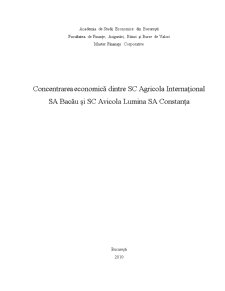 Concentrarea Economică dintre SC Agricola Internațional SA Bacău și SC Avicola Lumina SA Constanța - Pagina 1
