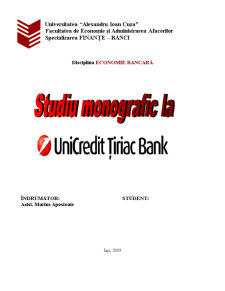 Studiu monografic la Unicredit Țiriac Bank - Pagina 1