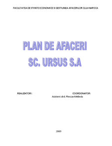 Plan de Afaceri - SC Ursus SA - Pagina 1