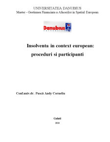 Insolvența în context european - proceduri și participanți - Pagina 1
