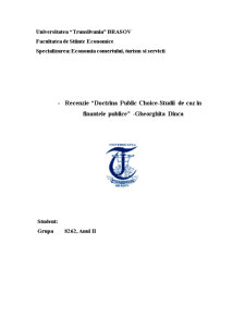 Recenzie doctrina public choice - studii de caz în finanțele publice de Gheorghița Dincă - Pagina 1