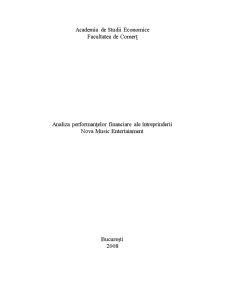 Analiza Performanțelor Financiare ale Întreprinderii Nova Music Entertainment - Pagina 1