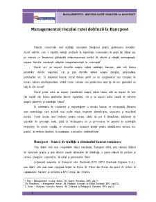 Managementul riscului ratei dobânzii la Bancpost - Pagina 1