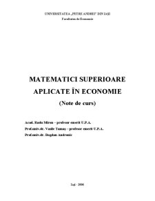 Matematici Superioare Aplicate în Economie - Pagina 1