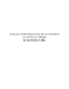 Analiza Performanțelor Economice la Nivelul Firmei SC Konnect SRL - Pagina 1