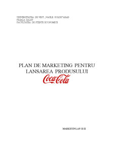 Plan de marketing pentru lansarea produsului - Coca Cola - Pagina 1
