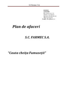 Plan de Afaceri - SC Farmec SA - Pagina 1