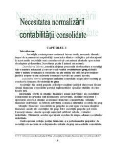 Necesitatea normalizării contabilității consolidate - Pagina 1