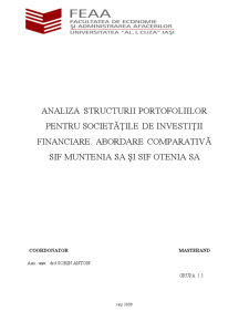 Analiza structurii portofoliilor pentru societățile de investiții financiare - abordare comparativă SIF Muntenia SA și SIF Oltenia SA - Pagina 1