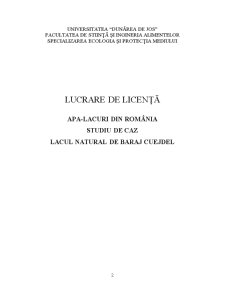 Apa - lacuri din România - studiu de caz - Lacul Natural de Baraj Cuejdel - Pagina 2