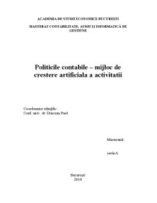 Politicile contabile - mijloc de creștere artificială a activității - Pagina 1