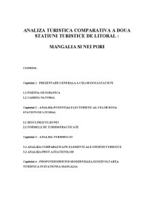 Analiza turistică comparativă a două stațiuni turistice de litoral - Mangalia și Nei Pori - Pagina 1