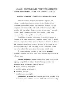 Analiza Costurilor de Producție aferente Serviciilor Prestate de CN APDM SA Galați - Pagina 1