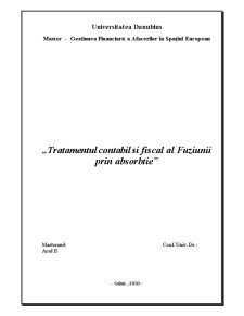 Tratamentul contabil și fiscal al fuziunii prin absorbție - Pagina 1