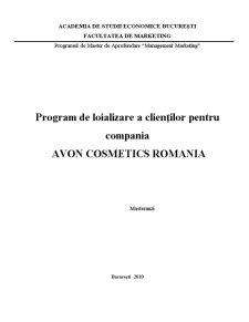 Program de Loializare a Clienților pentru Compania Avon Cosmetics România - Pagina 1
