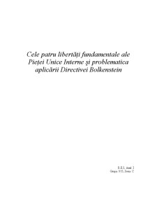 Cele Patru Libertăți Fundamentale ale Pieței Unice Interne și Problematica Aplicării Directivei Bolkenstein - Pagina 1